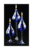Northwest Glass Glass Oil Candle Set of 3 Blue Tear drops