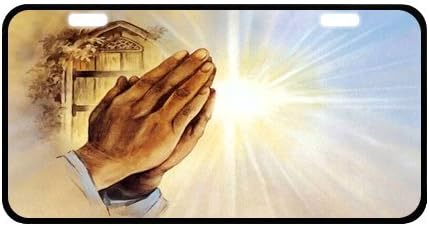 11.8" X 6.1" Durable License plate, Metal personalized car tag, Renaissance Collection, Christian Religious Gift Prayer, Praying Hands car tag (2 Holes)