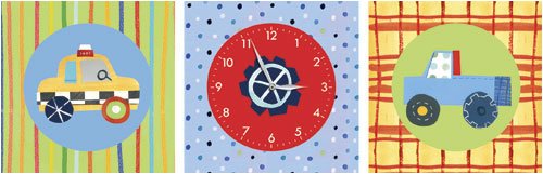 Wheels Oopsy Daisy Canvas Art with Clock