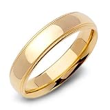 Beaded Milgrain Wedding Ring Band in 14k Yellow Gold (5mm)