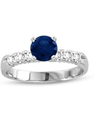 1.30ct tw Sapphire and Diamond Ring set in 14k Gold 1ct Round Sapphire Center