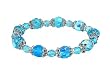 Bracelet - B48 - Faceted Fire Polished Glass and Faceted Glass Beads - Stretch ~ Aqua