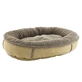 IMAGE OF Faux Suede and Berber Round Dog Bed Red Medium- Ballard Designs