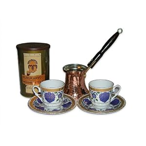 Turkish Coffee Set for Two with Premium Coffee (8.8 oz/250 g)