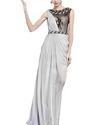 A-line Cocktail Floor Length Scoop Neck Beaded Mesh Lace Sleeveless Homecoming Dress/Pageant Dress/Prom Dress/Party Dress/Wedding Dress 