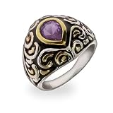 Eve's Addiction Designer Style Amethyst Teardrop CZ Silver Bali Ring