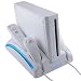 All in 1 Wii Stand Battery Charger Fan Cooler Remote Nunchuk Stand (COOL BLUE GLOWING LEDS) for Nintendo Wii + 2 x Recharge Batteries