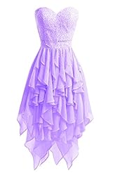 Strapless Fitted  Tiered Beaded Cocktail High-Low-Hem Sweetheart Chiffon Prom Dress/Party Dress  With Ruffles