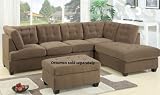 2pc Sectional Sofa with Reversible Chaise in Truffle Waffle Suede