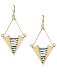 Double Happiness Jewelry "Corseted" Malachite Gold-Tone Diamond Shape Earrings