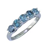2 Ct. Five-Stone Blue Diamond Anniversary Ring in 14K White Gold