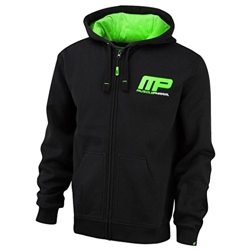 MusclePharm-Mens-Zip-Through-Hoodie--L--Solid-Black--LC-Logo-MPSWT447