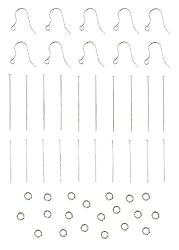 Earring Making Kit - F52 - Enough for 5 Pairs! ~ Silver Tone Metal