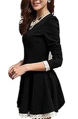 Polyester Knee Length Long Sleeves Lace Fitted Bubble Dress Party Dress 