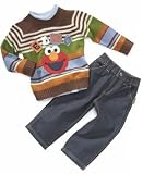 Sesame Street Baby Boy Three-Piece Striped Sweater Set