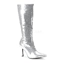 Silver Sequins Knee Boot, 3 3/4 inch Silver Sequins