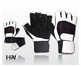 Leather Weight Lifting Gloves (072) Long Wrist Wrap Gloves Power Lifting Lifter PADDED Palm Exercise Fitness Gloves Strengthen Gloves Home Gym