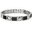 Titanium Men's Link Bracelet with Black Carbon Fiber Accents 10mm Wide -7.75 Inches