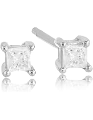 Sterling Silver Diamond Earrings, (.16 cttw, G-H Color, I3 Clarity)