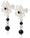 Sterling Silver White Mother of Pearl Flower & Black Agate Earrings