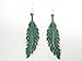 Kelly Green Hanging Feather Wooden Earrings title=