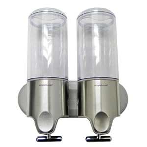 simplehuman Stainless Steel Wall-Mount Pumps, Twin Shampoo & Soap Dispenser