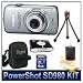 Canon Powershot SD980IS Silver 12MP Digital ELPH Camera with 5x Ultra Wide Angle Optical Image Stabilized Zoom and 3-inch LCD Bundle w/ 4GB SD Memory Card, Reader, Case, Tripod and Lens Cleaning Kit