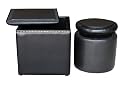 Global Distinctions Nailhead Ottoman Set, Black Faux Leather