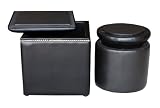 Global Distinctions Nailhead Ottoman Set, Black Faux Leather
