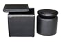 Global Distinctions Nailhead Ottoman Set, Black Faux Leather