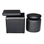 Global Distinctions Nailhead Ottoman Set, Black Faux Leather