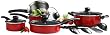 Basic Essentials 13-Piece Aluminum Cookware Set, Red
