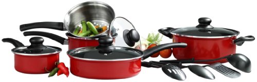 Basic Essentials 13-Piece Aluminum Cookware Set - Red product image