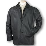 Men's Double Collar Long Leather Coat