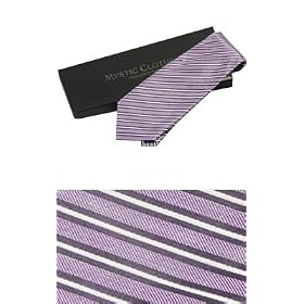 Classic Striped Silk Necktie by Mystic Clothing, includes Gift Box and 100% Pure Silk Neck