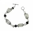 Bracelet - B26 -Handmade Murano Glass & Fire-Polished Beads - Lg Cubes - Toggle Closure ~ Black and Clear