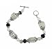 Bracelet - B26 -Handmade Murano Glass & Fire-Polished Beads - Lg Cubes - Toggle Closure ~ Black and Clear