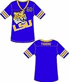 LSU Tigers Louisiana State Women's Jersey T-Shirt With Stripes