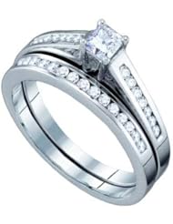 0.50CT DIAMOND PRINCESS CENTER BRIDAL SET SIZE 8