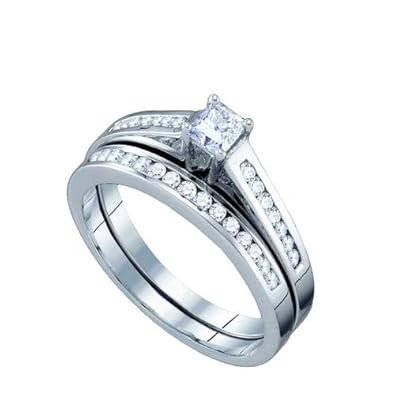 Cheap Girls Jewelry 0.50CT DIAMOND PRINCESS CENTER BRIDAL SET SIZE 6 For Sale