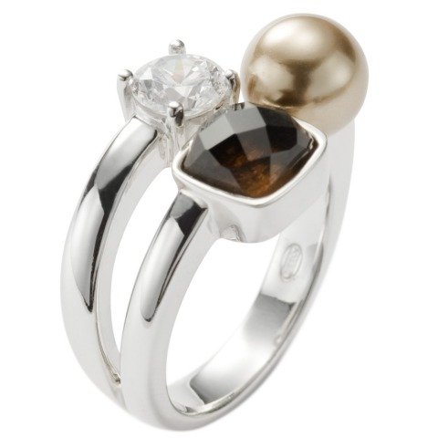 FOSSIL  JF15311040 Damen Ring 925 Sterling Silber Zirkonia Perle Glasstein 17 Preisvergleich