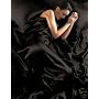 6pc Satin Bedding Black Double Duvet Cover Set (inc 1 duvet cover,1 fitted sheet,4 pillowcases)