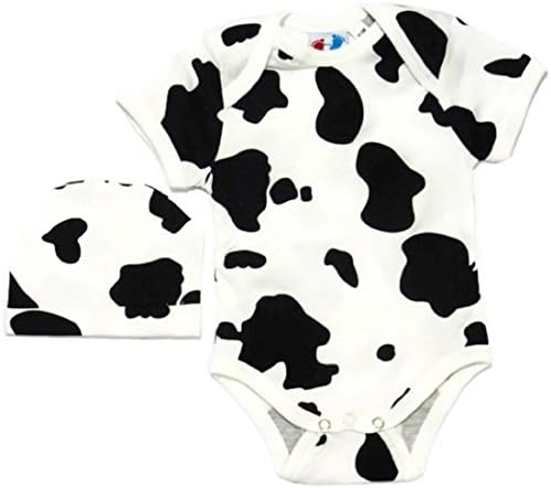 Cow Print Baby Onesies & Hats Trendy Cute Unique & Funny Baby Clothes Infants (3-6 Months, Cow big spots)
