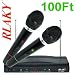 RLAKY ST-306F Twin Wireless Cordless DJ Karaoke Mic Public Address PA Microphone - See Picture for Compatibility