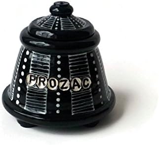 Black and White Trinket Jar with Feet - PROZAC