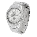 Geneva Platinum Mens Round Bezel Link Watch - 9.5"