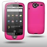 HOT PINK SILICONE SKIN CASE FOR HTC GOOGLE NEXUS ONE WITH SCREEN PROTECTOR BY CELLAPOD CASES