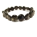 Magnetite Bracelet 02 Stretch Black Coin Beaded Crystal Healing Stone Natural Reiki Grounding