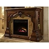 Tuscano Electric Fireplace Insert w/ Heater, Swing Doors, Marble Top & Base (1 BX-34220M-26, 1 BX-34220F-26, 1 BX-AFB33N)