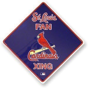 St. Louis Cardinals Fan Metal Crossing Sign 12 inch by 12 inch Team colors and logo